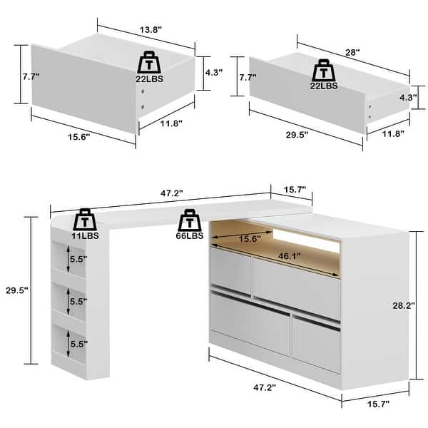 dimension image slide 1 of 3, Desk Makeup Table Multi-Functional Furniture for Kitchen, Bedroom