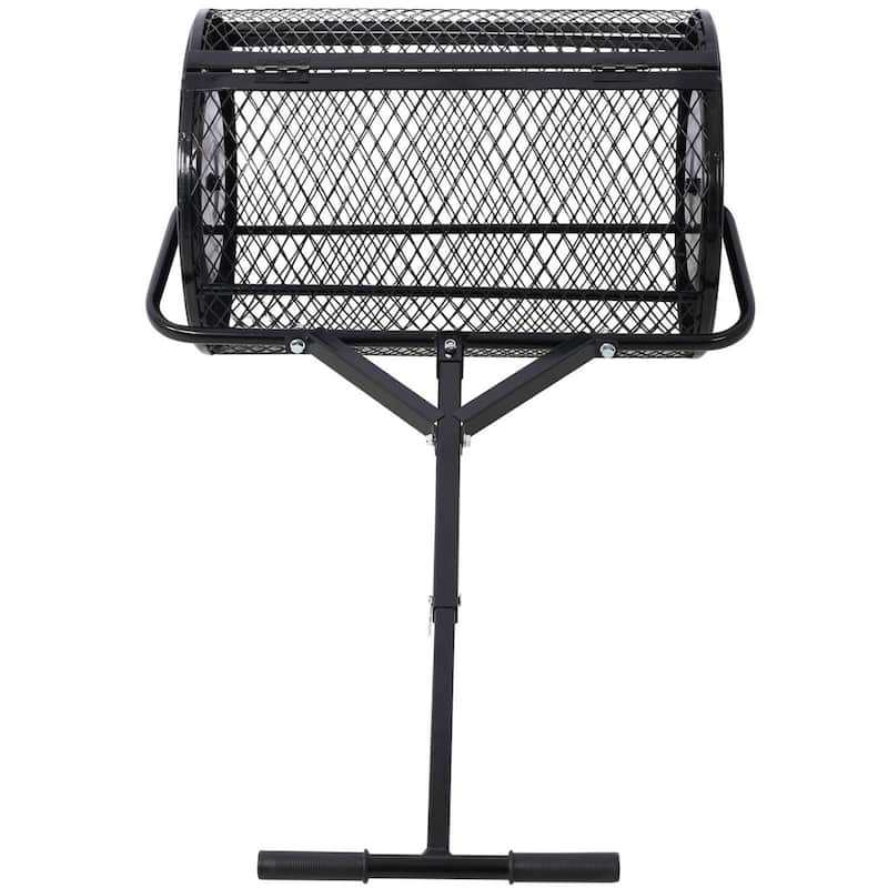 50 lbs. 24 in. Heavy Duty Metal Peat Moss Spreader with T Shaped Handle for Planting Seeding, Lawn and Garden Care