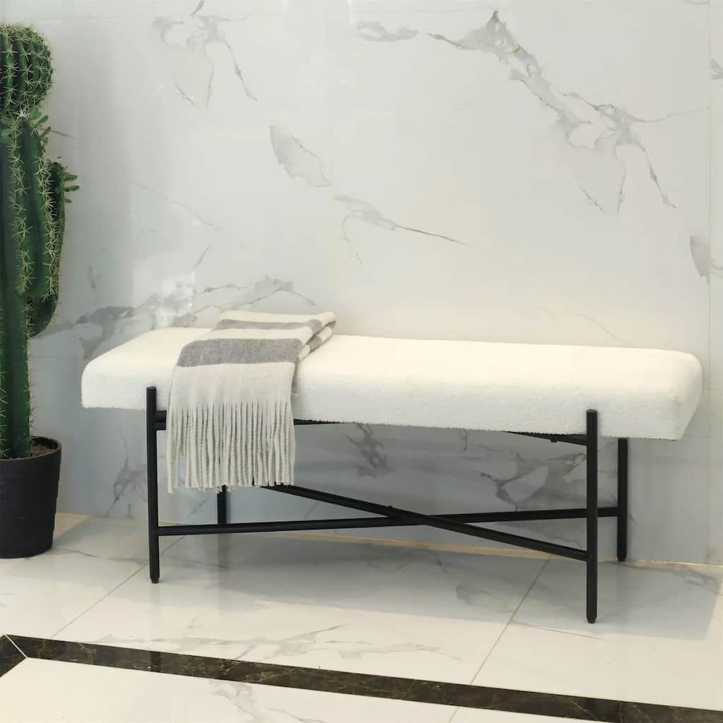 Cushion Top Entryway Bench - 47" - White and Black