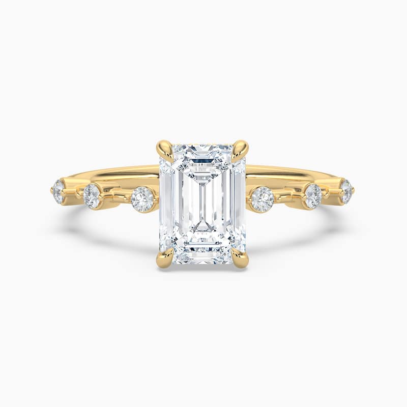 Auriya 14k Gold Emerald Lab Grown Diamond Station Hidden Halo Engagement Ring 1.00 to 5.00 ct. tw. (F-G, VS) - 8 - 1.75 carats - Yellow