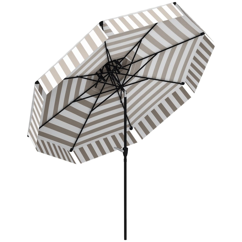 8.6FT Patio Umbrella, UPF 30+ Outdoor Market Umbrella, 2-Tier Vented Patio Table Umbrella with Crank, 8 Ribs, Push Button Tilt