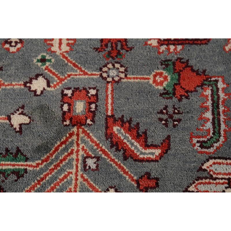 Gray Geometric Oushak Oriental Area Rug Handmade Wool Carpet - 7'9"x 9'11"