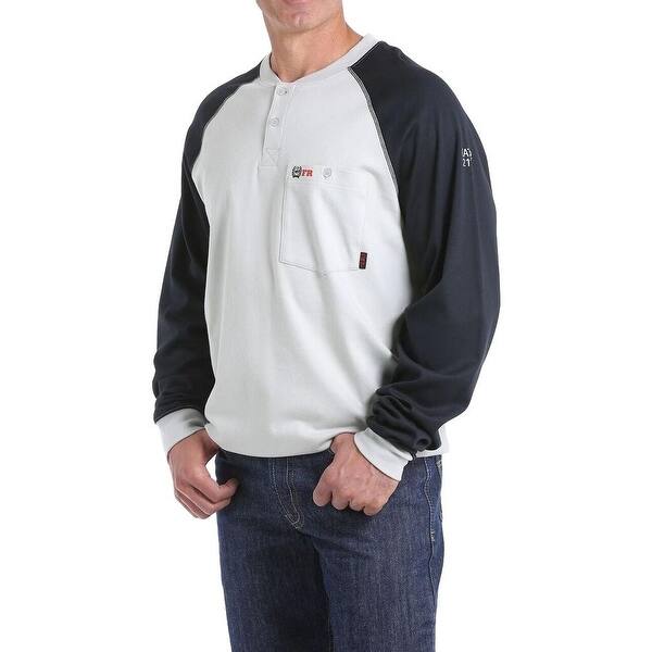 Shop Cinch Work Shirt Men L S Henley Work Flame Resistant Gray