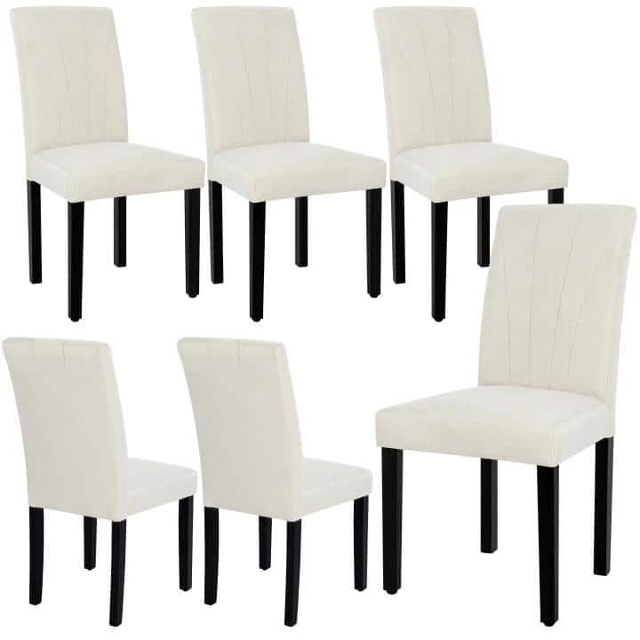 VECELO 3-Color Upholstered Dining Chairs Set with 19.5" Wide Seat 19.3" High Back Dining Chair Modern 37" Parson Chairs - Tan