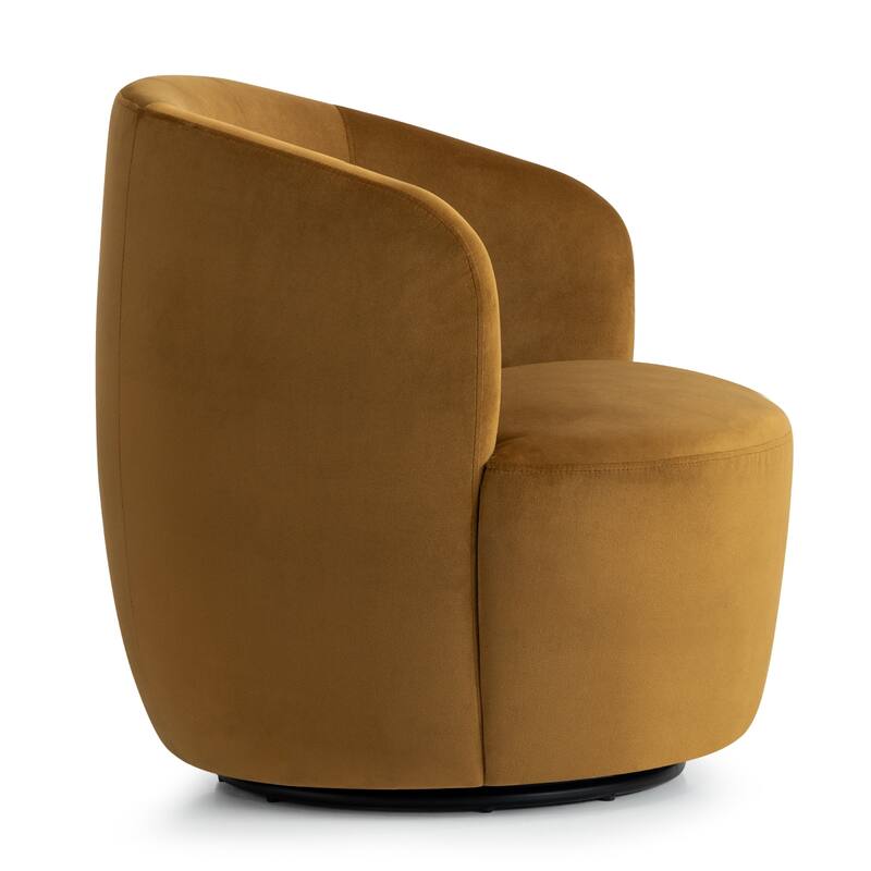 26.5" Wide Velvet Small Swivel Barrel Accent Chair