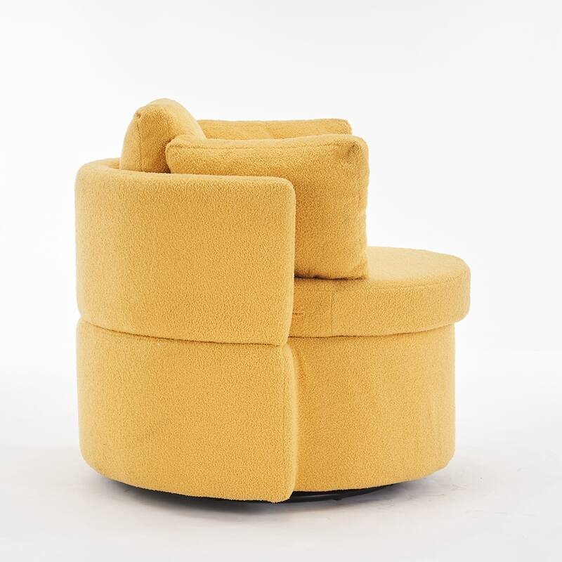 Teddy Fabric Swivel Storage Chair With Back Cushion
