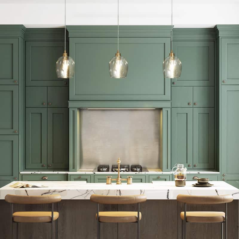 Denan Modern Glam 1-Light Gold Textured Wine Glass Pendant Bar Light for Bedroom Kitchen Island - Plating Brass - D 6.5" x H 10"