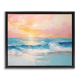 Stupell Beach Waves Bright Sunset Framed Floater Canvas Wall Art Design ...