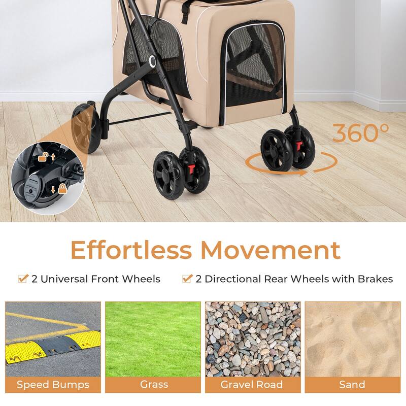 Gymax Double Pet Stroller for 2 Dogs or Cats w/ 2 Detachable Carriers