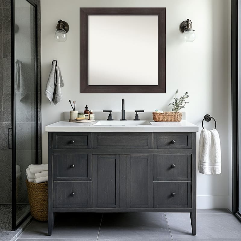 Sloped Non-Beveled Framed Bathroom Vanity Wall Mirror