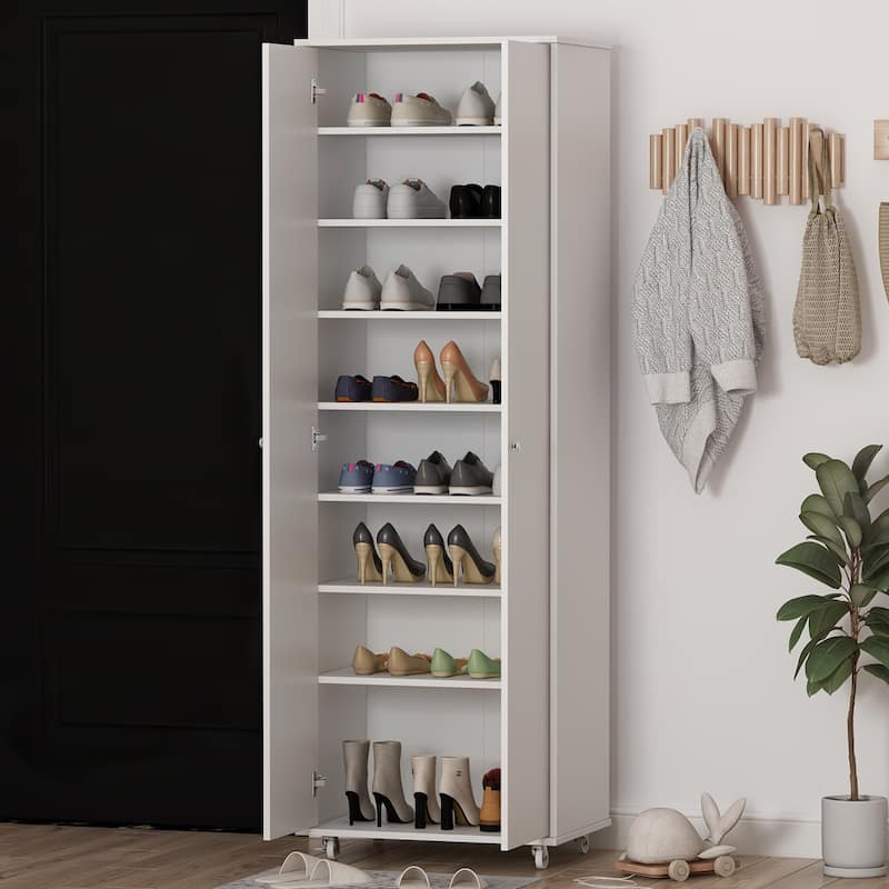 70.9"Armoires Wardrobe Closet Storage Cabinet Shoe Cabient White/Black