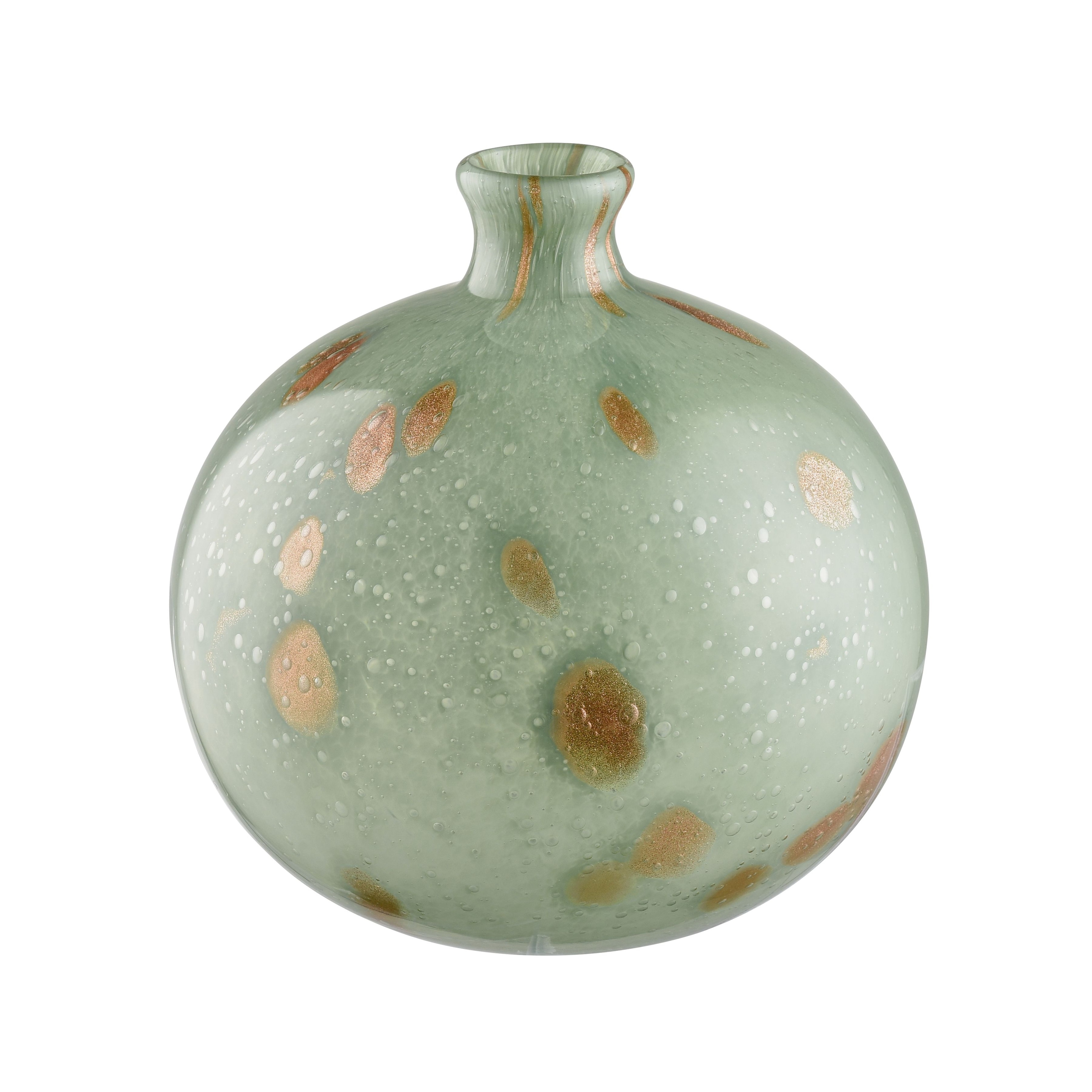 Atlas Lexie Green and Gold Rounded Glass Vase