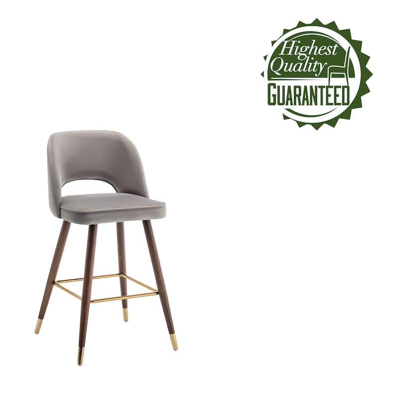 Porthos Home Quint Velvet Upholstered Bar Stools with Rubberwood Legs, Set of 2