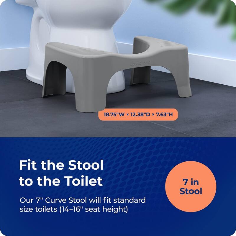 Squatty Potty The Original Bathroom Toilet Stool, 7 Inch Curve Lightweight with Sleek and Modern Design, Gray