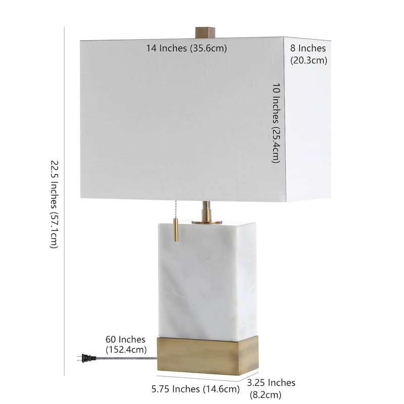 Travis 22.5" Marble/Iron Gold Modern Console LED Table Lamp, white by JONATHAN Y
