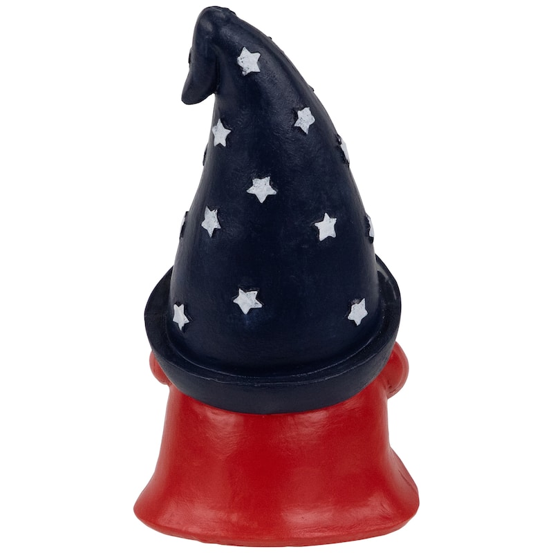 Patriotic Gnome Holding the American Flag Outdoor Garden Statue - 6"