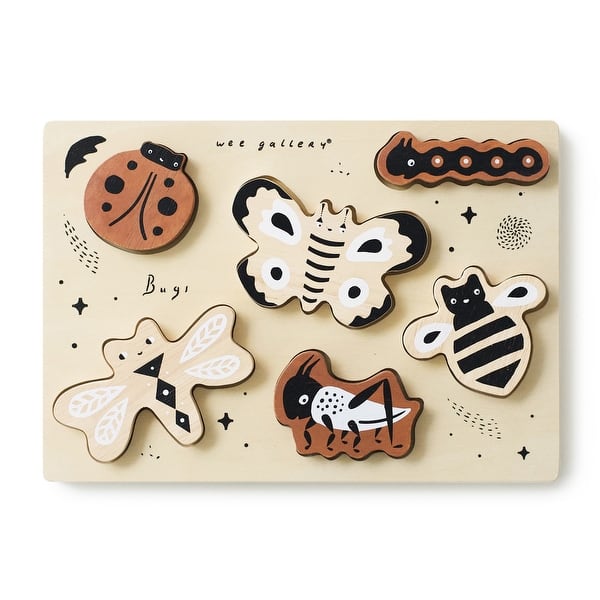 slide 2 of 4, Wee Gallery Wooden Tray Puzzle - Bugs