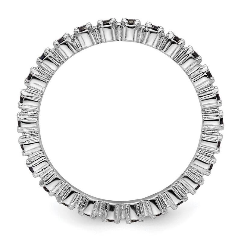 Curata 925 Sterling Silver Polished Prong set Patterned Stackable Expressions Created Sapphire Ring