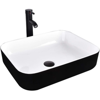Black and white bathroom container sink and faucet combination