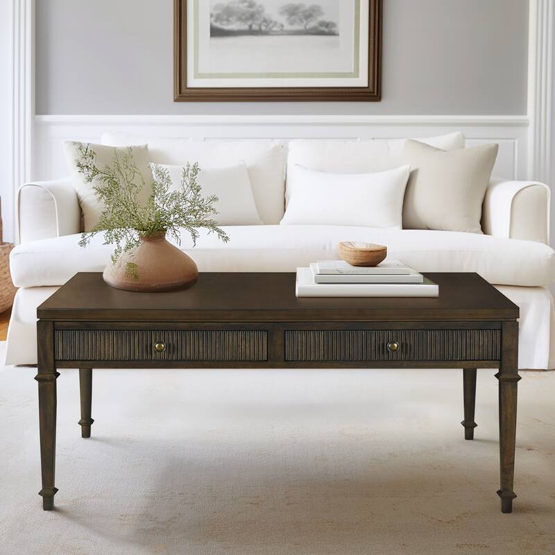 Martha Stewart Lily Pond Kenna Fluted 2-drawer Coffee Table - Brown