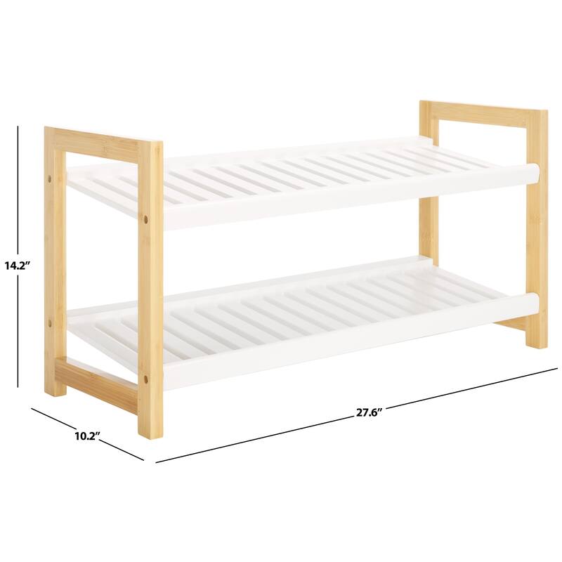 SAFAVIEH Gudmundina Storage Shoe Rack - 27.6 In W x 10.2 In. D x 14.2 In. H - 28Wx10Dx14H