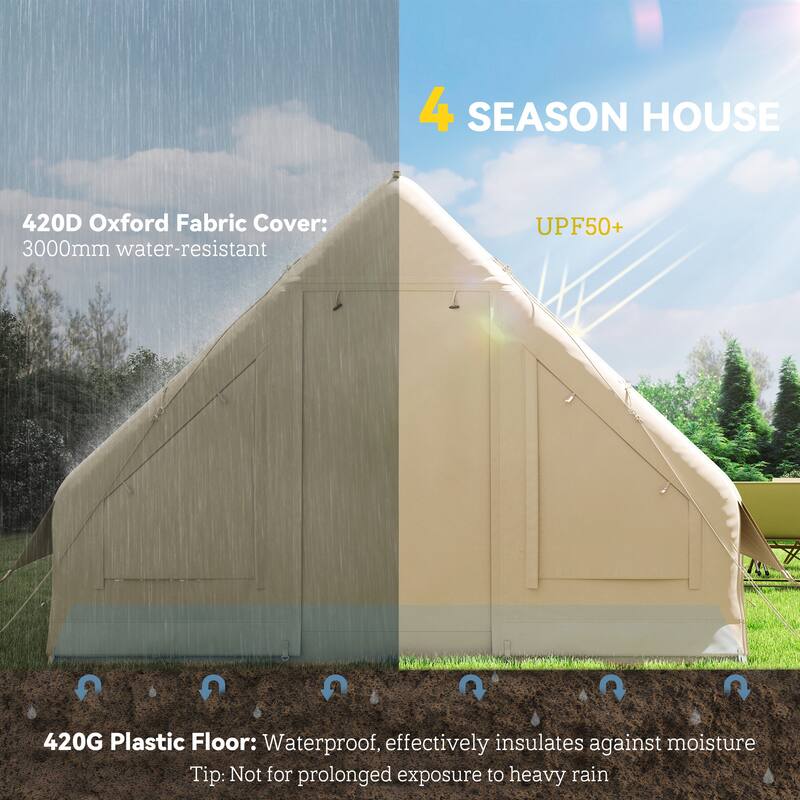 Sand Inflatable Camping Tent Quick Setup Waterproof with Air Pump Portable Family Tent - 118.1" L x 78.7" W x 78.7" H