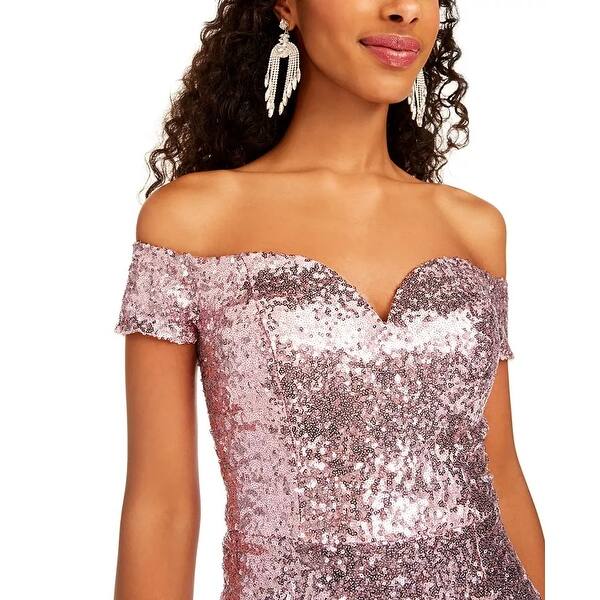 B Darlin Juniors' Off-The-Shoulder Sequined Bodycon Dress Pink - Bed Bath & Beyond - 40567574 B Darlin Juniors' Off-The-Shoulder Sequined Bodycon Dress Pink - Bed Bath & Beyond - 40567574