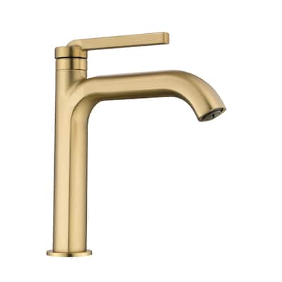 Single Handle Bathroom Sink Faucet Brass Modern 1 Holes Bathroom Vanity Basin Taps Brushed Gold
