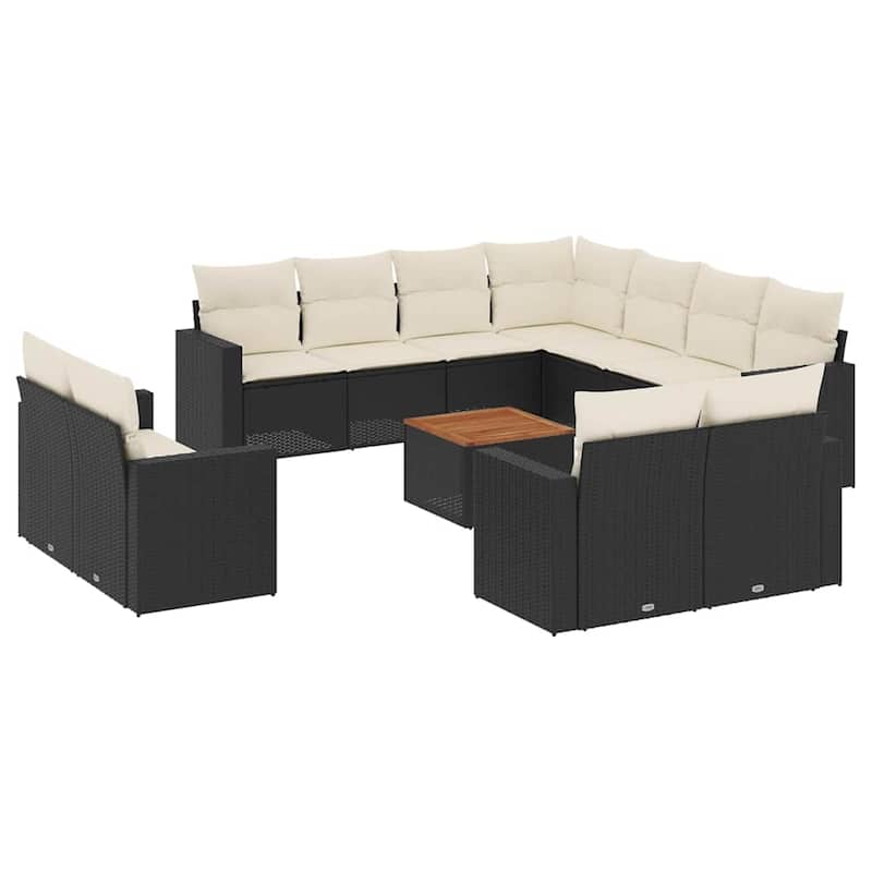 vidaXL Garden Sofa Set Black PE rattan Large Modular Garden Sofa Set - 24.4 x 25.8 x 27.2