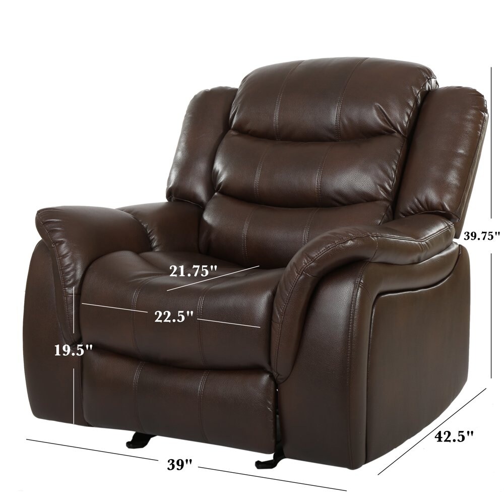 Manhattan leather match glider store recliner