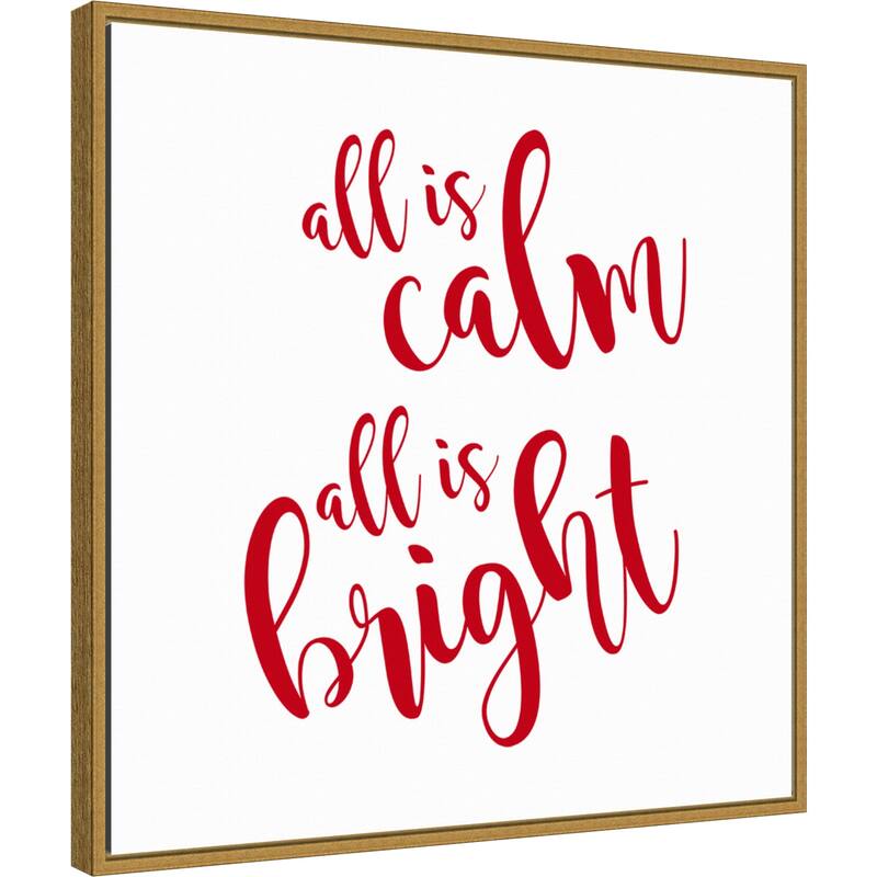 All is Calm Script Red by Amanti Art Portfolio Framed Canvas Wall Art