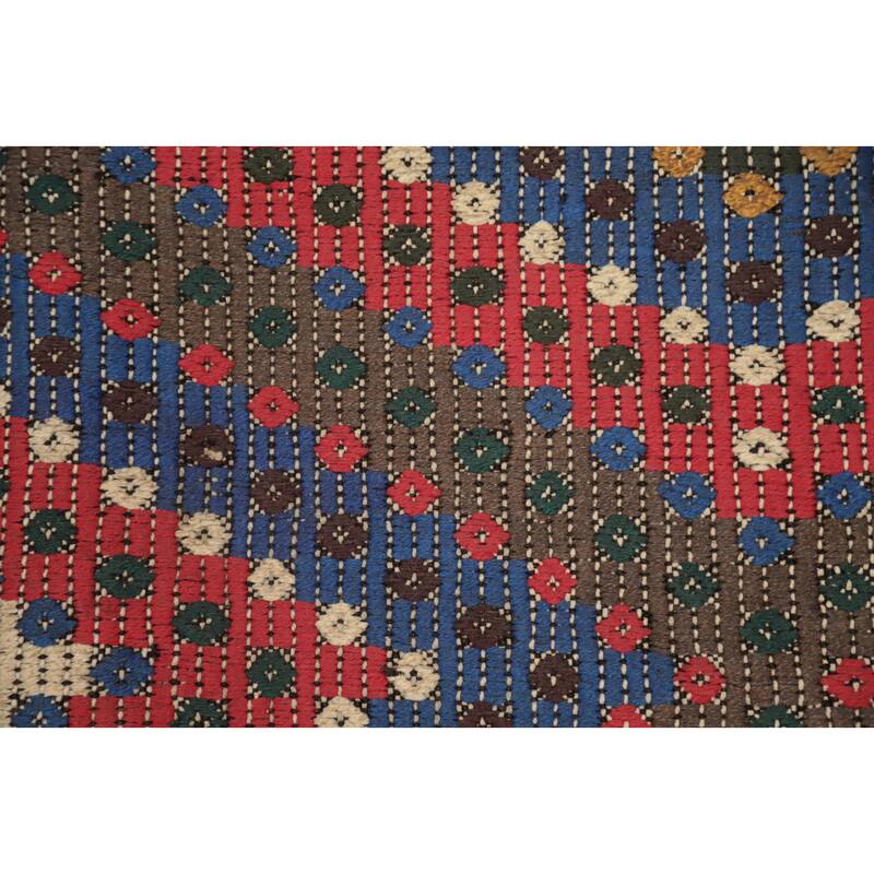 Hand Woven Oriental 100% Wool Carpet Southwestern Tribal Multi-Colored Kilim Area Rug - 8' 8'' X 5' 5''