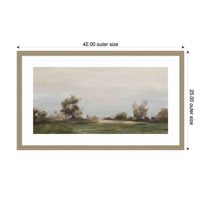 Misty Morning Landscape Scene by Luna Mavis Wood Framed Wall Art Print