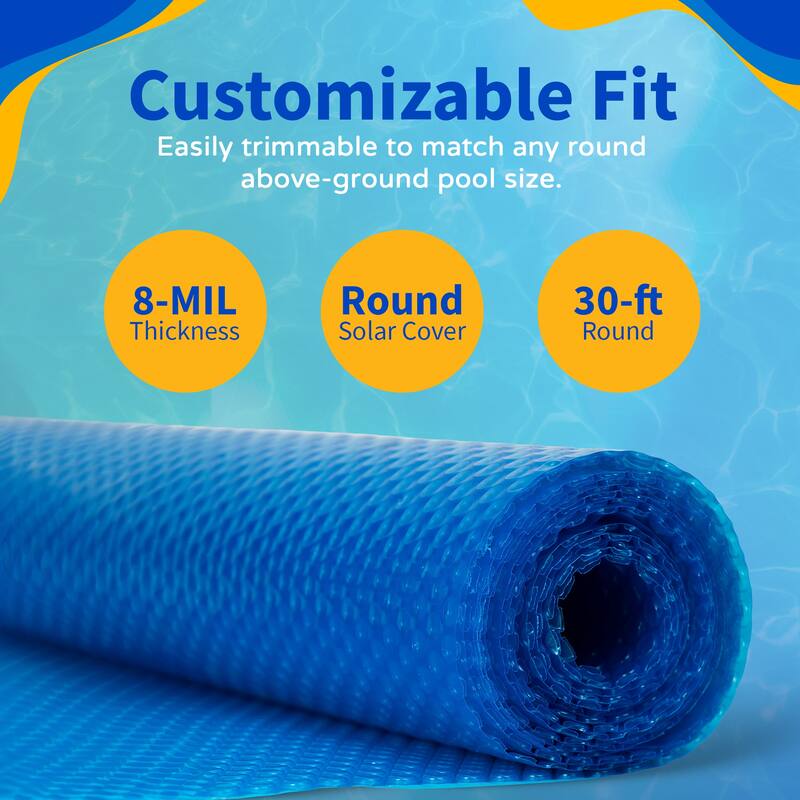 Blue Wave 8-mil Solar Blanket for Round Above-Ground Pools - Blue