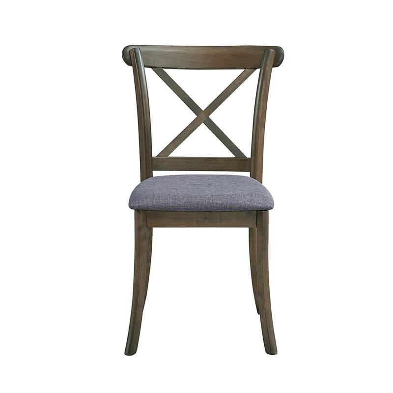 Wooden X Back Dining Chairs Set of 2, Modern Fabric Upholstered Kitchen Side 2PC Chairs