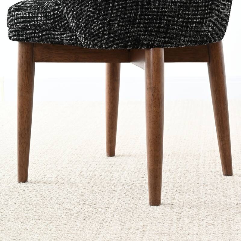 Upholstered Barrel Dining Chair With Walnut Legs (Set of 2)