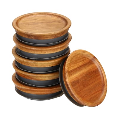 Regular Mouth Mason Jar Lids Wooden Storage Canning Jar Lids Bamboo Lid 6PCS - Wooden Brown - Regular (Diameter-72mm)