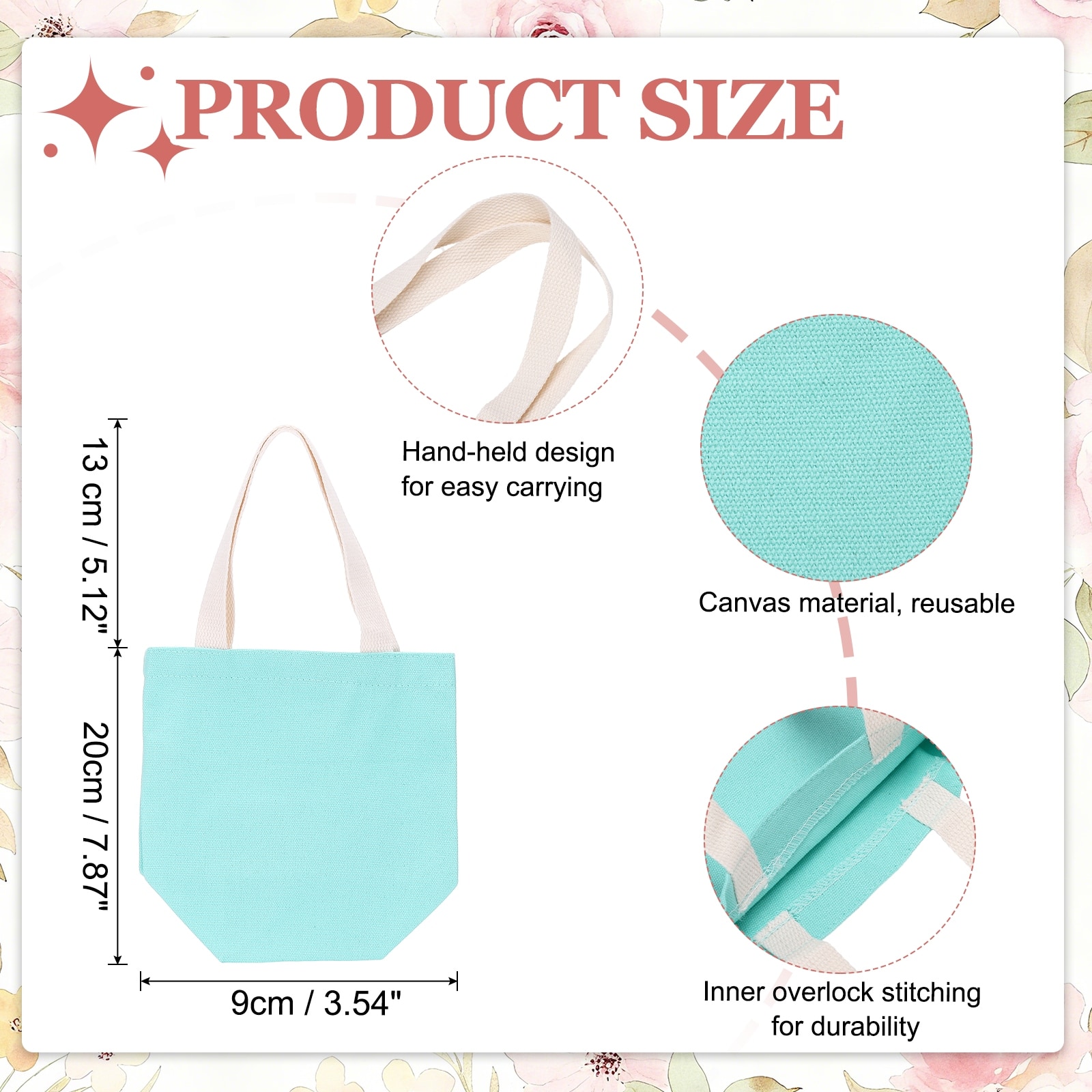 Canvas Tote Bag, Grocery Shopping Bag with Handles, Cute Handbags for Birthday Gifts DIY Craft Advertising