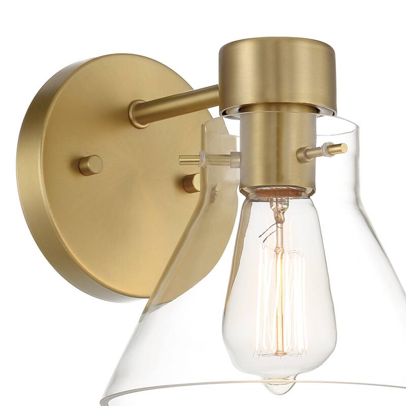 Willow Creek 7.5 in. 1-Light Brushed Gold Contemporary Wall Sconce Light