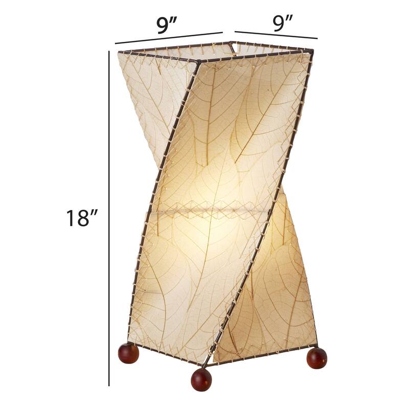 Eangee Handmade Twist Table Lamp, Cocoa Leaves Shade, 8 x 8 x 18 in.