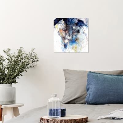 Wynwood Studio Canvas Abstract Snowy Storm Custom White and Dark Blue Modern & Contemporary Wall Art Canvas Print