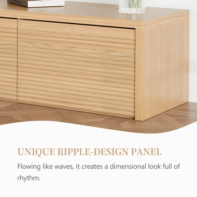 78.74" Modern TV Stands, Natural Wood Texture, Media Console with 4 Drawers