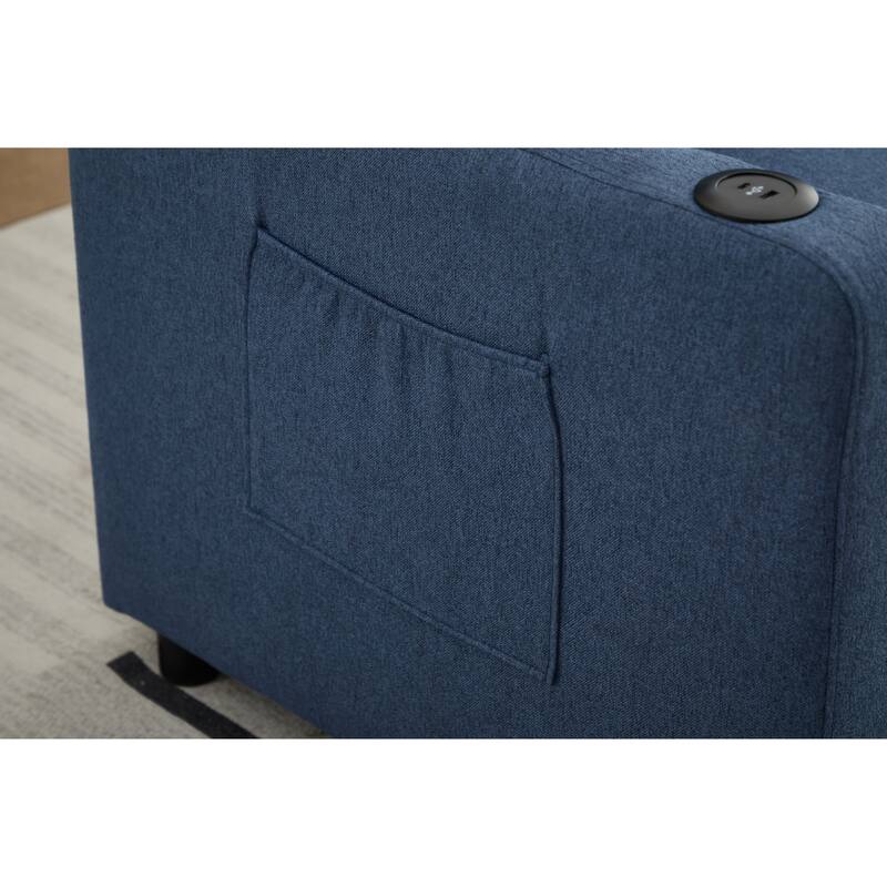Pull-Out Sofa Bed Daybed, Lounge Chaise Loveseat with Adjustable Backrest, Convertible Sleeper Sofa with USB Charging
