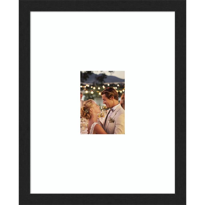 Grace Brushed Gold Narrow Framed Picture Frame, Photo Frame - 16x20 Matted White 5x7 - Grace Brushed Metallic Black Narrow
