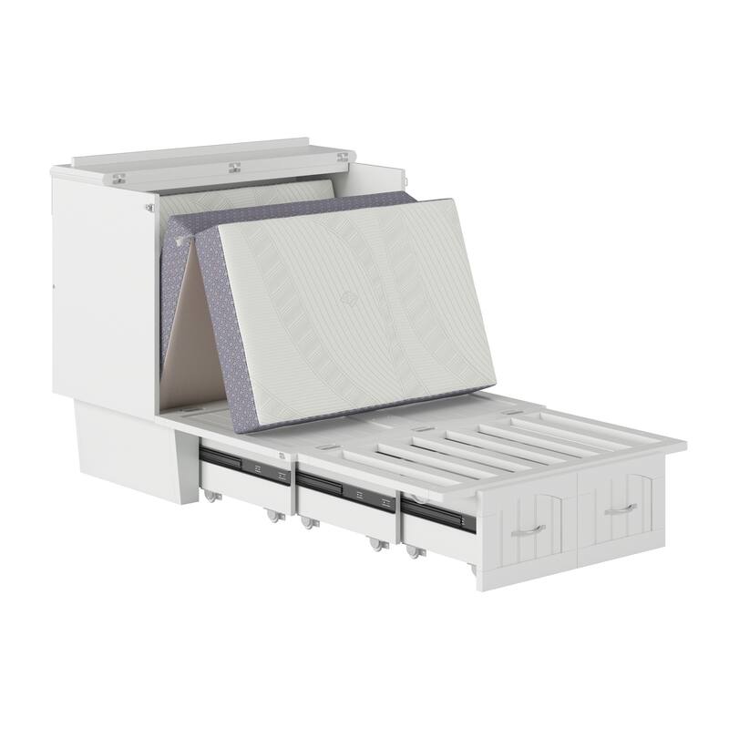 Nantucket Murphy Bed Chest with Mattress and Built-in Charging Station