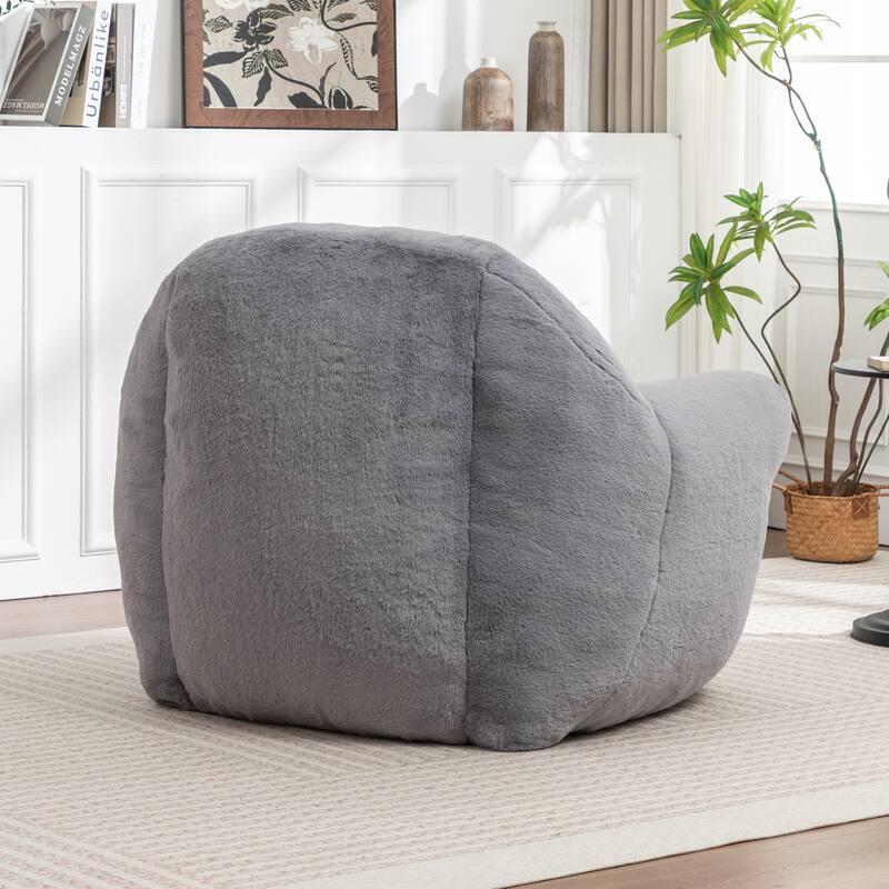 Faux Fur Bean Bag Chair with Back Support & Footstool - Comfy Floor Sofa for Adults & Kids, Living Room, Bedroom (2 Options)
