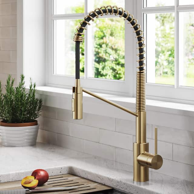 Kraus Oletto Commercial 2-Function Pulldown Kitchen Faucet - SFACB - Spot Free Antique Champagne Bronze - KPF-2631 - 21 7/8" Height