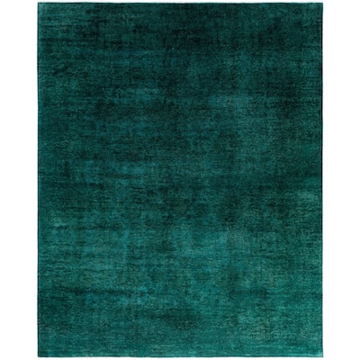 Overdyed One-of-a-Kind Hand-Knotted Area Rug - Green - 8' 0" x 9' 9"