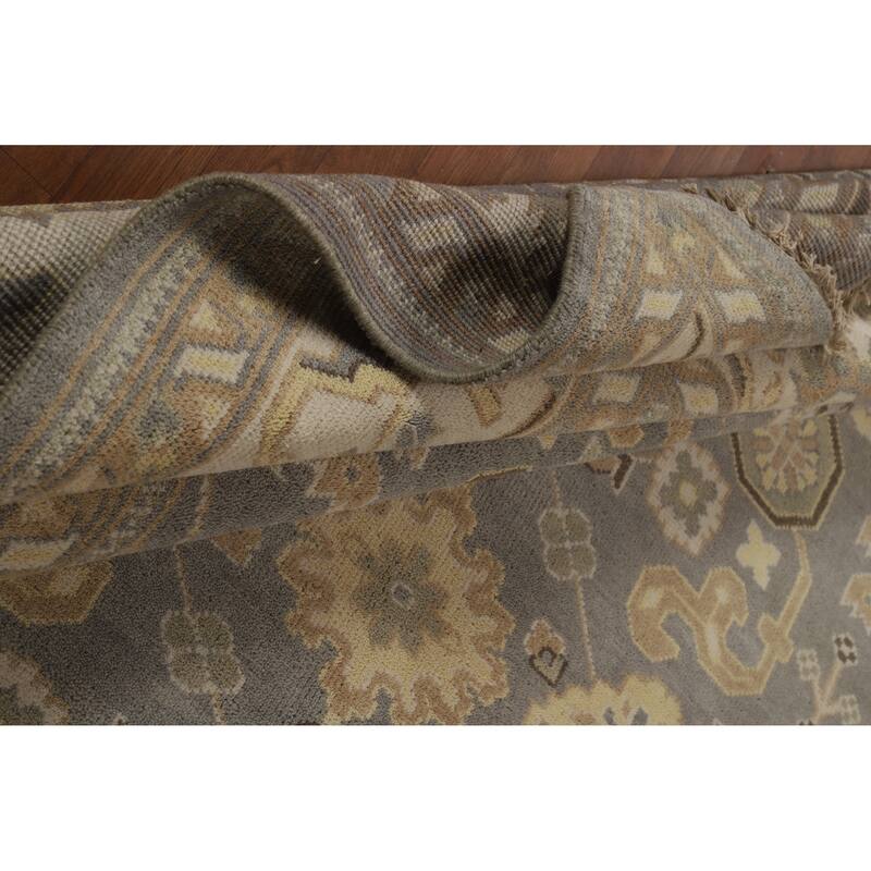 All-Over Oushak Indian Area Rug Hand-Knotted Wool Carpet - 8'1" x 9'11"
