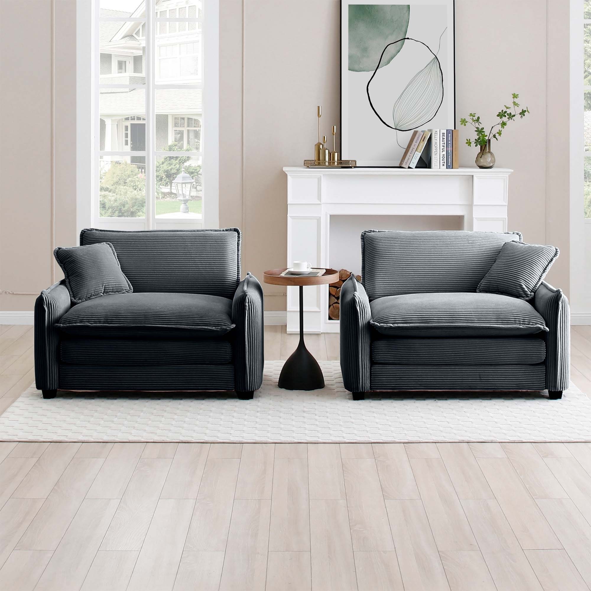 2-Piece Single Sofa Set with Deep Seat for Living Room and Office